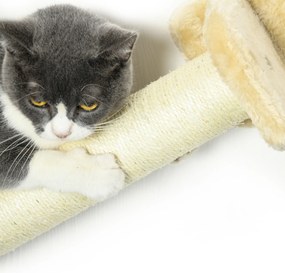 PawHut Drabinka dla kota Montowany na ścianie Odporna na zużycie powierzchnia sizalowa Stabilne wsparcie Beżowy | Aosom PL