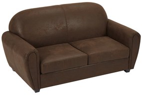 Kanapa 3-osobowa z mikrofibry imitującej postarzoną skórę w stylu klubowym VICTORY II