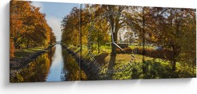 Obraz kanału wodnego (z zegarem) (90x30 cm)