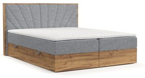 Szaro-naturalne łóżko boxspring ze schowkiem 160x200 cm Asahi – Maison de Rêve