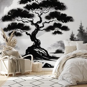 Fototapeta - Czarno-bonsai (196x136 cm)