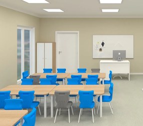 Stół do szkoły Smart prostokątny 120x70 cm, rozmiar 4-6, blat dębowy / nogi białe