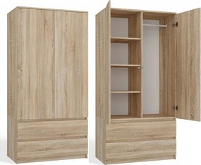 Szafa Malwa SS-90 | Dąb Sonoma  | 90x50x180 cm | Nowoczesna Szafa Dwudrzwiowa