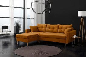 Narożnik z funkcją spania lewostronny  ROMEO L, tkanina Riviera 41 musztardowy, 234x156x74 cm