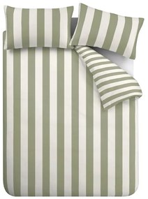Zielono-kremowa pościel dwuosobowa 230x220 cm Cove Stripe – Catherine Lansfield