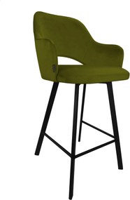 Hoker Milano krzesło barowe tkanina Welur podstawa metalowa : Kolor nogi - Czarna profil, Kolor tkaniny - VELVET - BL75, Typ siedziska - Siedzisko stałe