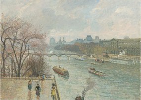 Obraz na szkle - Camille Pissarro, The Louvre, Afternoon, Rainy Weather, reprodukcje (70x50 cm)