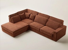 Narożnik z tkaniny szenilowej (lewostronny/w kształcie litery L) w kolorze miedzi Kirou – Maison de Rêve