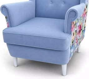 Skandynawski fotel uszak Flower w kwiaty