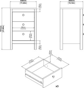 Szafka nocna z 3 szufladami Madrid, jackson hickory