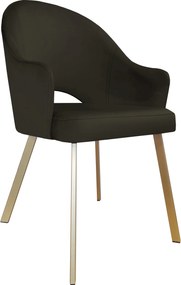 Krzesło Velvet tkanina Welur noga metalowa : Kolor nogi - Złota profil, Kolor tkaniny - VELVET - MG05, Typ siedziska - Siedzisko stałe