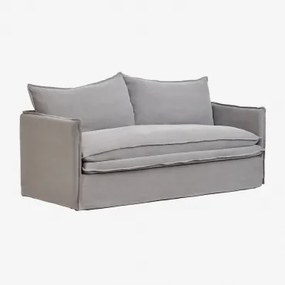 Sofa 3-osobowa Z Lnu I Bawełny Grace Tkaniny Dark Grey - Sklum