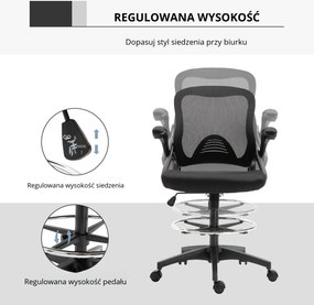 Vinsetto Fotel obrotowy z podnóżkiem ergonomiczne krzesło do biurka regulowane czarne | Aosom PL