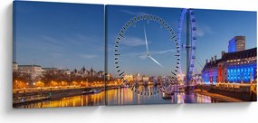 Obraz London Eye (z zegarem) (90x30 cm)