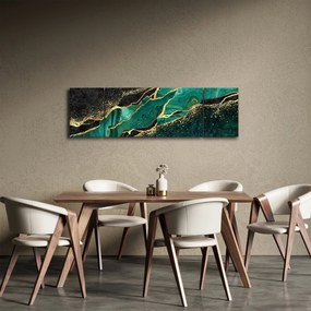 Obraz - Marmurki olejno-złote (170x50 cm)