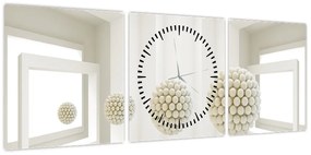 Obraz -Spojrzenie do wnętrza - abstrakcja (z zegarem) (90x30 cm)