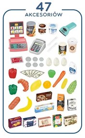 Woopie sklep supermarket i wózek koszyk sklepowy kasa waga skaner 47 akc