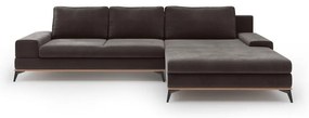 Ciemnobrązowy rozkładany narożnik z aksamitnym obiciem Windsor & Co Sofas Astre, prawostronny