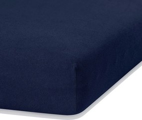 Ciemnoniebieskie prześcieradło frotte z gumką 140x200 cm Ruby – Restilo