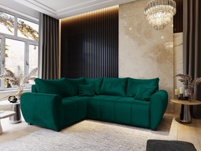 Masseno Narożnik MADISON z funkcją spania i pojemnikiem na pościel Narozniki L, Rozkładana sofa - Butelkowa zieleń, KRONOS 19