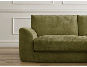 Narożnik z tkaniny szenilowej (prawostronny/z szezlongiem) w kolorze khaki Leonore – Bobochic Paris