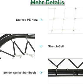 Rebounder Bejsbol Bramka Odbijająca Składana Metal PE Czarna Siatka Treningowa | Aosom PL
