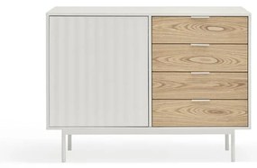 Biało-naturalna niska komoda w dekorze dębu 108x80 cm Sierra – Teulat