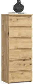 Komoda AKORD CL6 Dąb Artisan 40 cm 6 szuflad kolor Dąb Artisan mat 40x35x109 cm