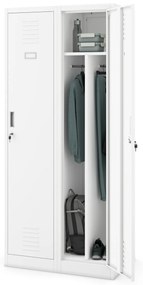Szafka ubraniowa BHP biała: czterokomorowa KACPER, 800 x 1800 x 500 mm