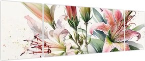 Obraz - Lilie, ilustracje (170x50 cm)