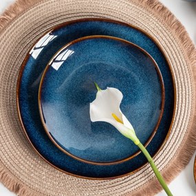 Altom Ceramiczny płytki talerz Reactive Navy Blue25,5 cm