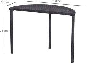 Outsunny Stół Balkonowy Ogrodowy Stolik Kawowy Polirattan Czarny Półokrągły Design i Funkcjonalność | Aosom PL