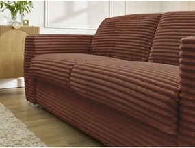 Pomarańczowa sztruksowa rozkładana sofa do spania 240 cm Hugo – Bobochic Paris