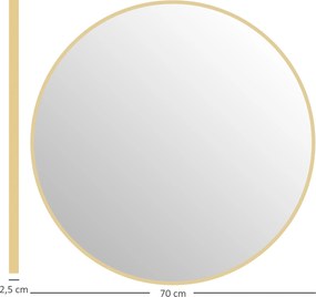 HOMCOM 70 x 70 cm okrągłe lustro łazienkowe, montaż na ścianie, złoty rama