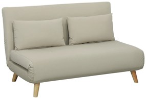 HOMCOM Relaksacyjna Sofa z Funkcją Spania, w zestawie 2 Poduszki, Wygląd Aksamitu, 130 x 78 x 79 cm, Beżowa