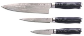 Zestaw noży G21 Gourmet Damascus w bambusowym bloku 3 szt. + kamień do ostrzenia