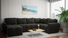 Narożnik w kształcie U, nowoczesny design, Bueno XL, niebieski - Lincoln 77, prawy