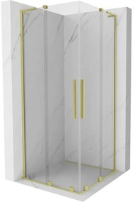 Mexen Velar L Duo kabina prysznicowa rozsuwana 80 x 80 cm, transparent, złota szczotkowana - 871-080-080-02-03-55