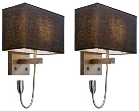 Zestaw 2 lamp ściennych ze stali z kloszem