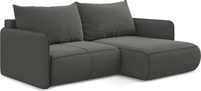 Narożnik prawostronny z funkcją spania - z tkaniny welwetowej - stalowy - NANEA