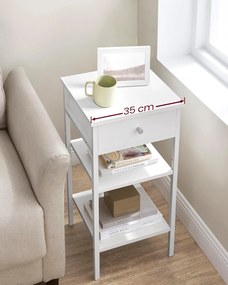 Stolik Boczny Szafka Nocna z Szufladą Biała - LET502B14