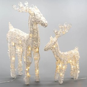 Zestaw błyszczących reniferów, 45 diod LED, z zegarem, na ba