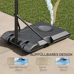 SPORTNOW Kosz do koszykówki na kółkach, wolnostojący, z siatką, duża podstawa, 179-209 cm, Tworzywo sztuczne, Stal