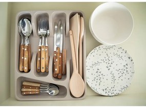 Beżowy bambusowy organizer na sztućce Kitchen Craft Natural Elements