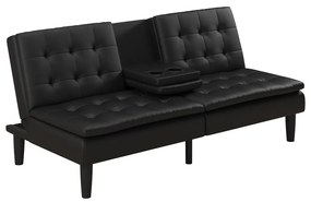 Czarna rozkładana sofa z imitacji skóry 191 cm Maine – Støraa