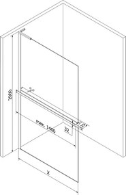 Mexen Kioto+ L ścianka prysznicowa z półką Walk-in 90 x 200 cm, czarna ramka, czarna - 800-090-123-70-70