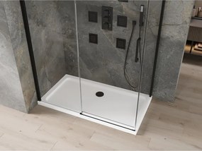 Mexen Omega kabina prysznicowa rozsuwana 130 x 70 cm, transparent, czarna + brodzik Flat, biały - 825-130-070-70-00-4010B