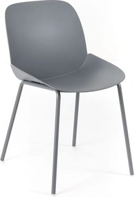 Zestaw 4 nowoczesnych krzeseł z szarego polipropylenu "Azzurra" z malowaną metalową ramą do salonu