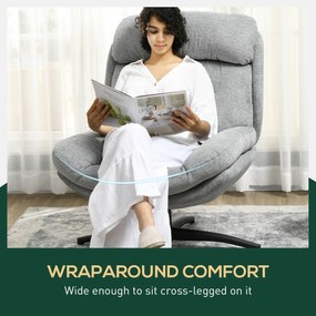 HOMCOM Fotel Obrotowy, Obrot o 360 stopni, Tkanina Chenille, Zintegrowane Podłokietniki, Nogi ze Stali, Szary, Czarny