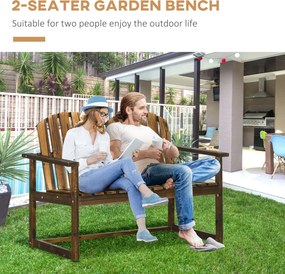 Outsunny Ławka ogrodowa 2-osobowa z oparciem i podłokietnikami Wytrzymała do 240 kg Wypalany wygląd | Aosom PL